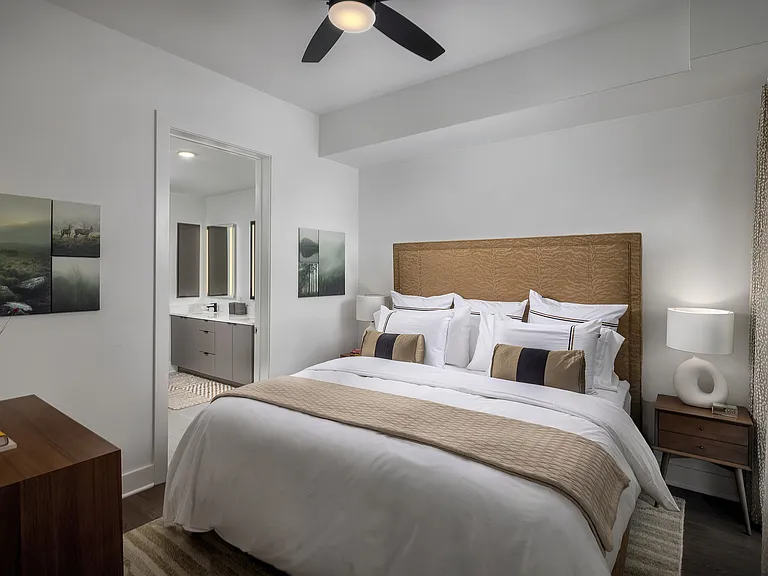 Spacious bedrooms with ceiling fans