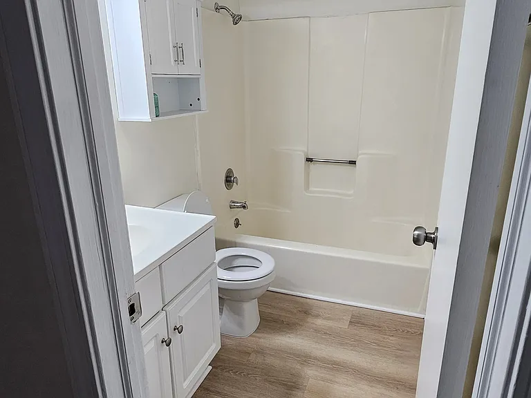 Main entrance to bathroom from hall.