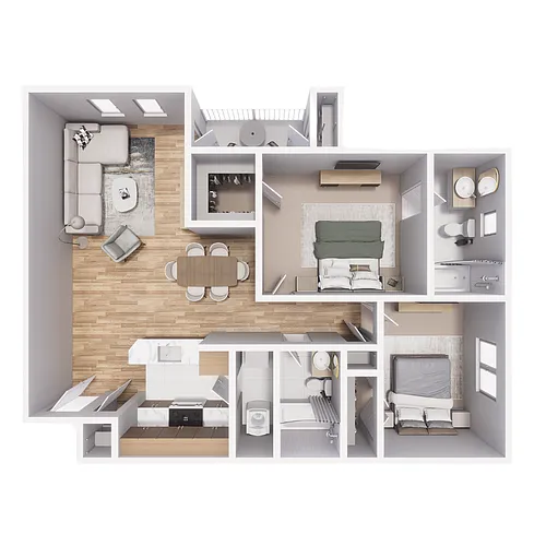 Floor plan 2x2 955sf Avanti Reno - B2