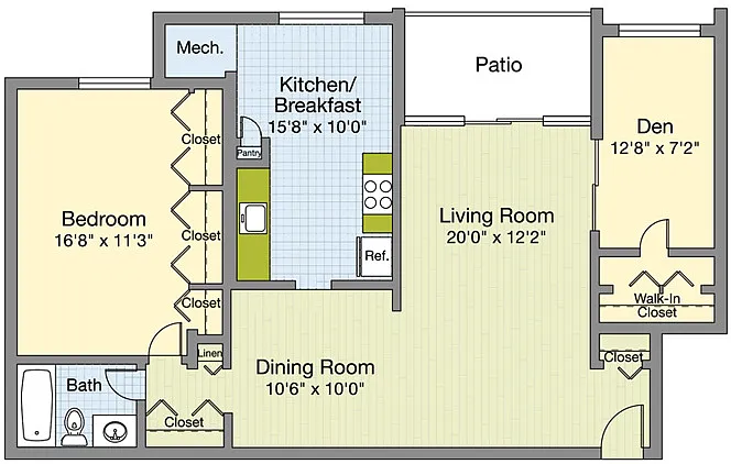 Floor plan Bismark - with Den and Washer/Dryer