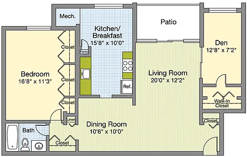 Floor plan Bismark - with Den and Washer/Dryer