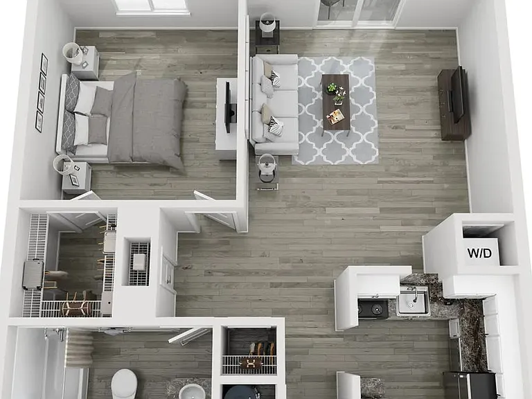 A 3D floor plan rendering of The Ivy.