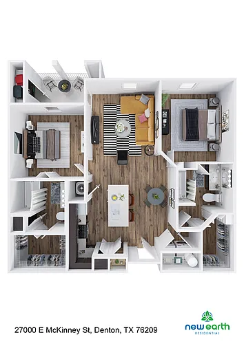Floor plan B-1 2 Bed 2 Bath