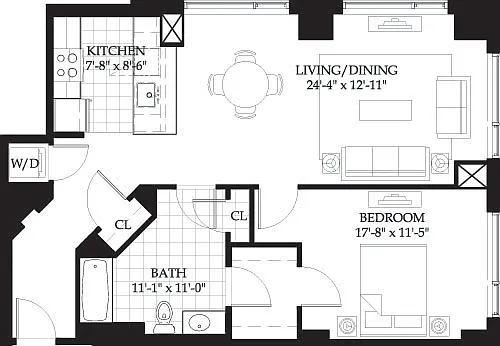 Floor plan Asteria One Bedroom (1)