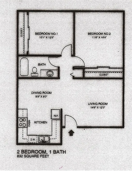 Floor plan 2 bed 1bath
