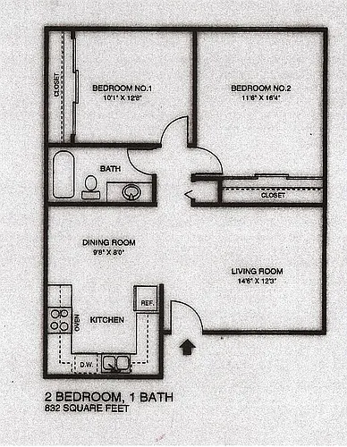 Floor plan 2 bed 1bath