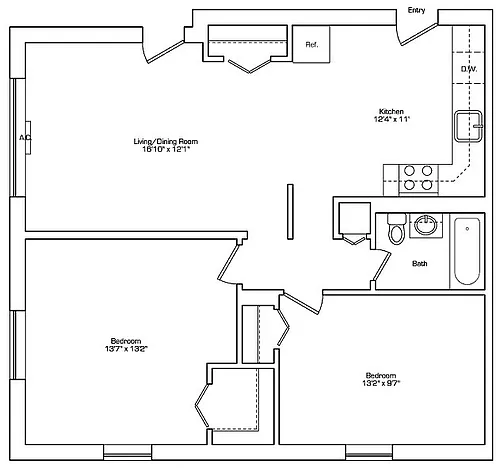 Floor plan 2 Bed-Babcock