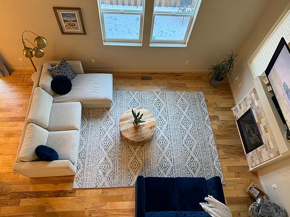 Top view of living room from loft area.