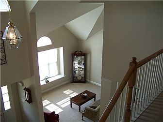 Upstairs hall looking down to living room