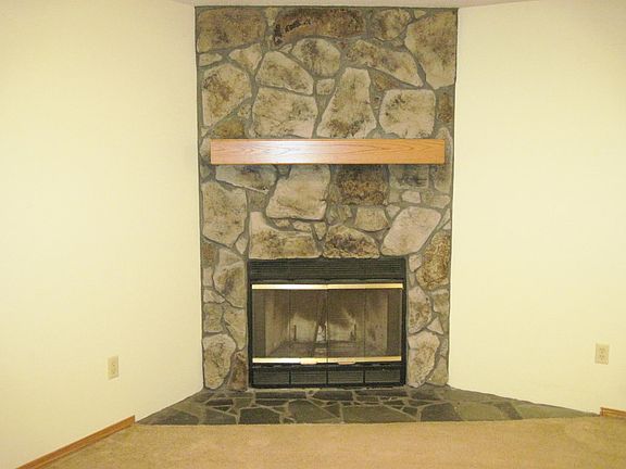 Woodburning fireplace in the basement