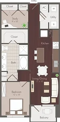Haskell | 1 bedroom floor plan | renovated Haskell | 1 bedroom floor plan | renovated