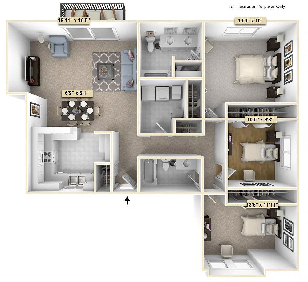 Floor plan Three Bedroom Juniper