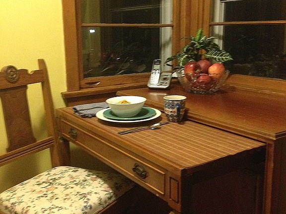 Kitchen nook facing backyard