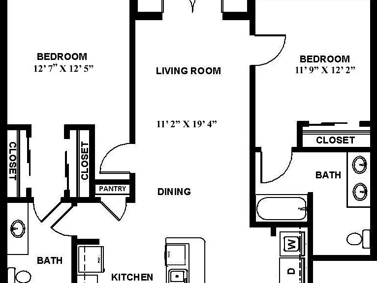 Jones Grant Urban Flats - B1-HC - 2 Beds - 2 Baths - 1073 Sq. ft.