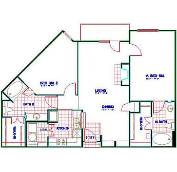 Floor plan Traditional 2x2 946-1279 SF