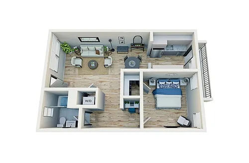 Floor plan 1 Bedroom, 1 Bath Large