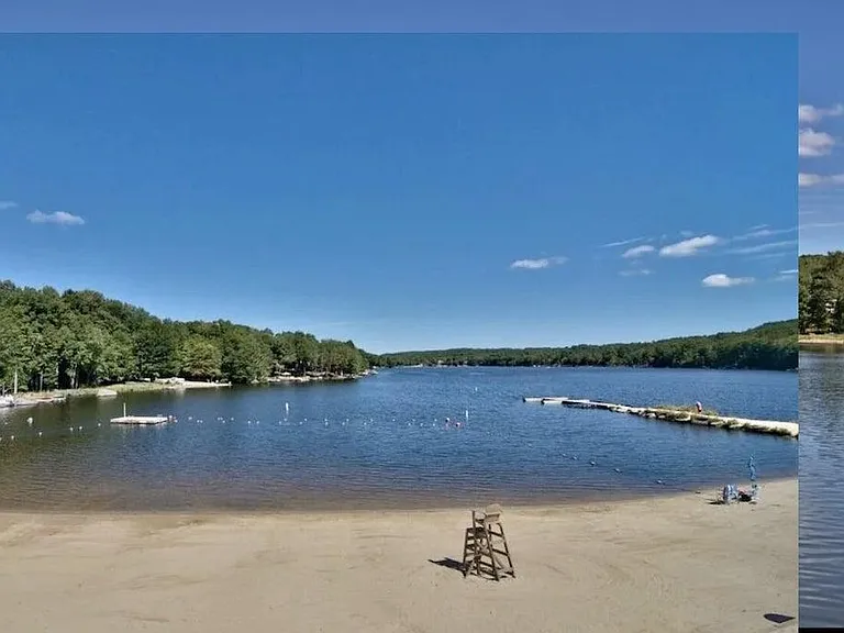 lake with two beaches
