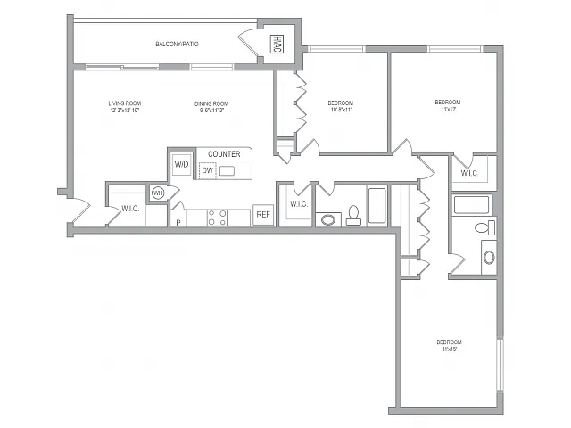 Floor plan 3BR/2BA