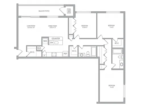 Floor plan 3BR/2BA