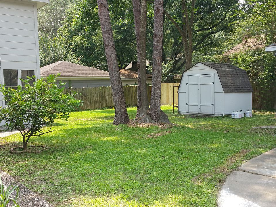 Backyard with 2 additional garages and storage shed