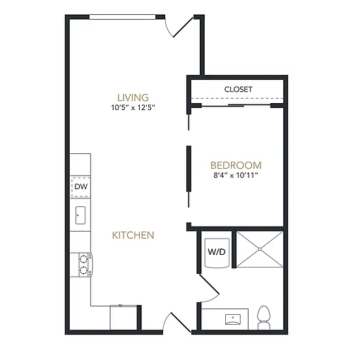 Floor plan 1X1 Open B