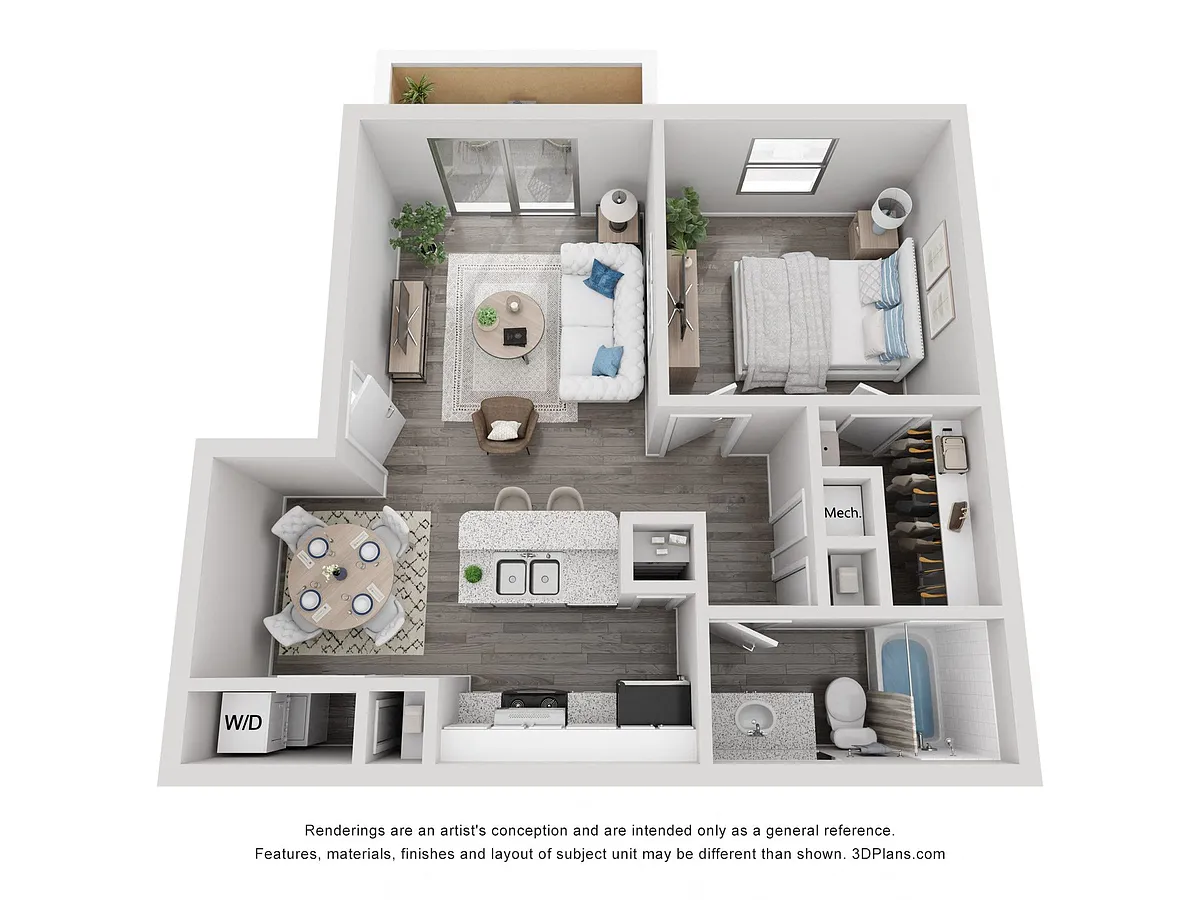 Floor plan Grove - 1 Bedroom
