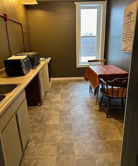 shared kitchen (about 7 units share this)
