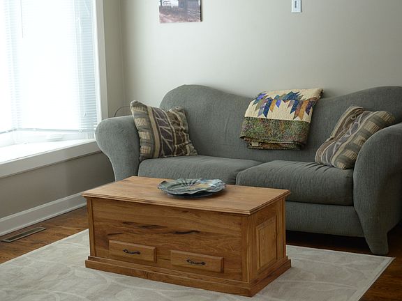 Living room with bay window