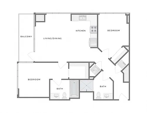 Floor plan 2A w/ Balcony