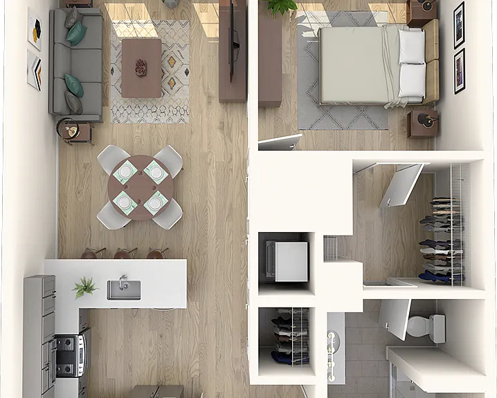 A1 | 1 Bed | 1 Bath floor plan Darien Commons