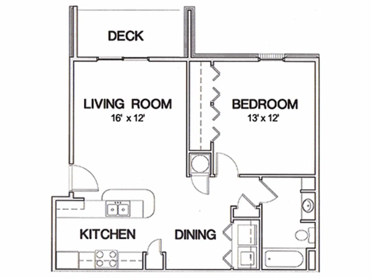 Floor plan 1 Bedroom A - Remodeled