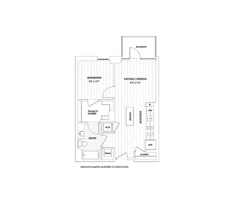 Floor plan 1 Bed - 1 Bath | a05