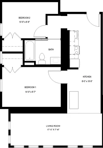 Floor plan 2-Bedrooms