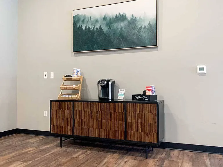 Stop by to grab a cup of coffee and chat.