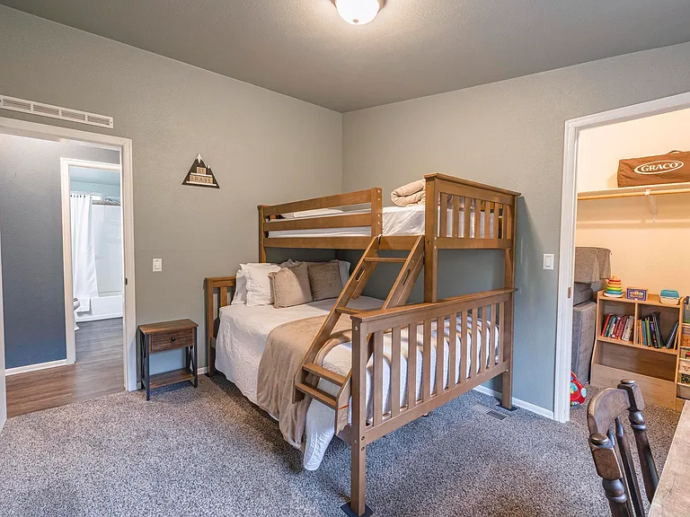 bedroom 3 with bunk and office desk