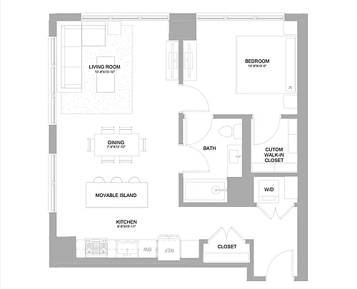 Floor plan 1 Bed/1 Bath-1.1F