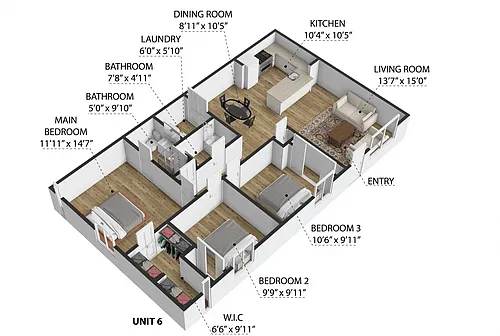 Floor plan 3 Bedrooms, 2 Bathrooms