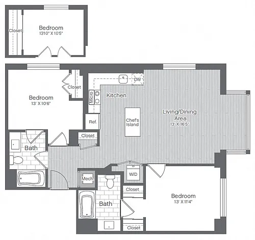 Floor plan 2 Bed/2 Bath-B6A