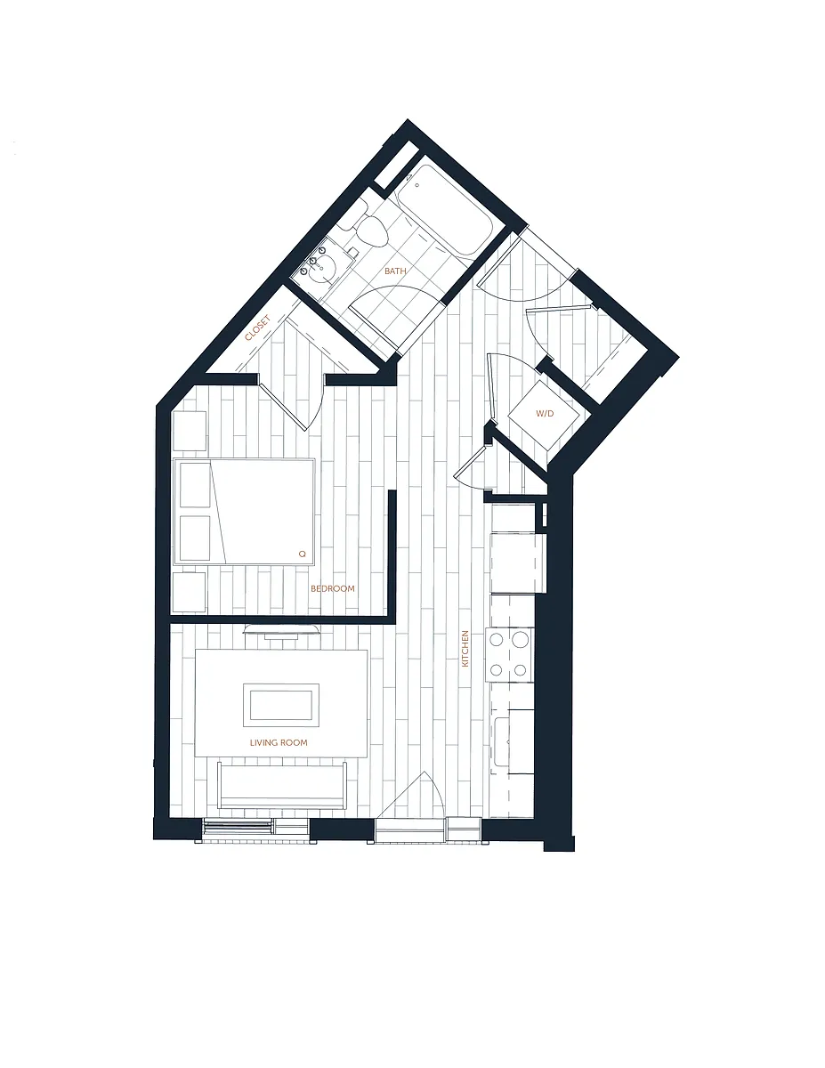 Floor plan A6 - 1 Bed 1 Bath
