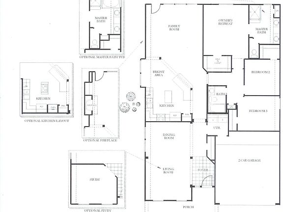 House includes the opt master bath tub, fireplace, study