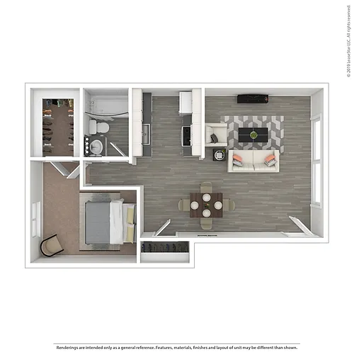 Floor plan 1 Bedroom 80 Percent AMI