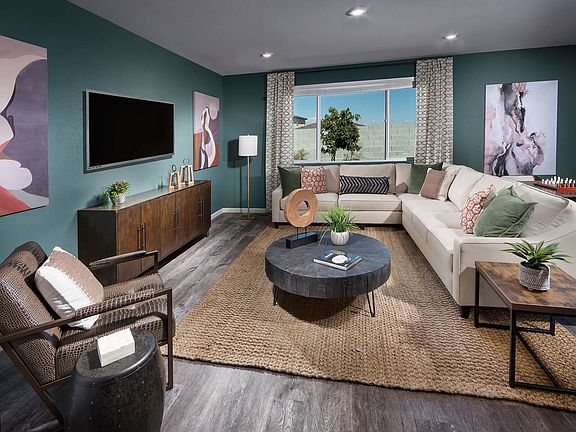 Living room in a 5015 floorplan at a Meritage Homes community in Manteca, CA.