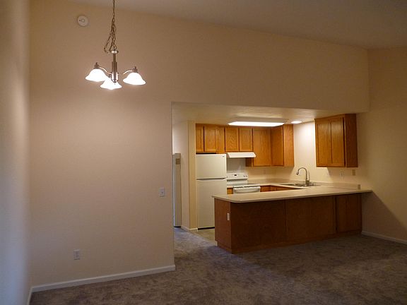 Vaulted ceiling in the living/dining area