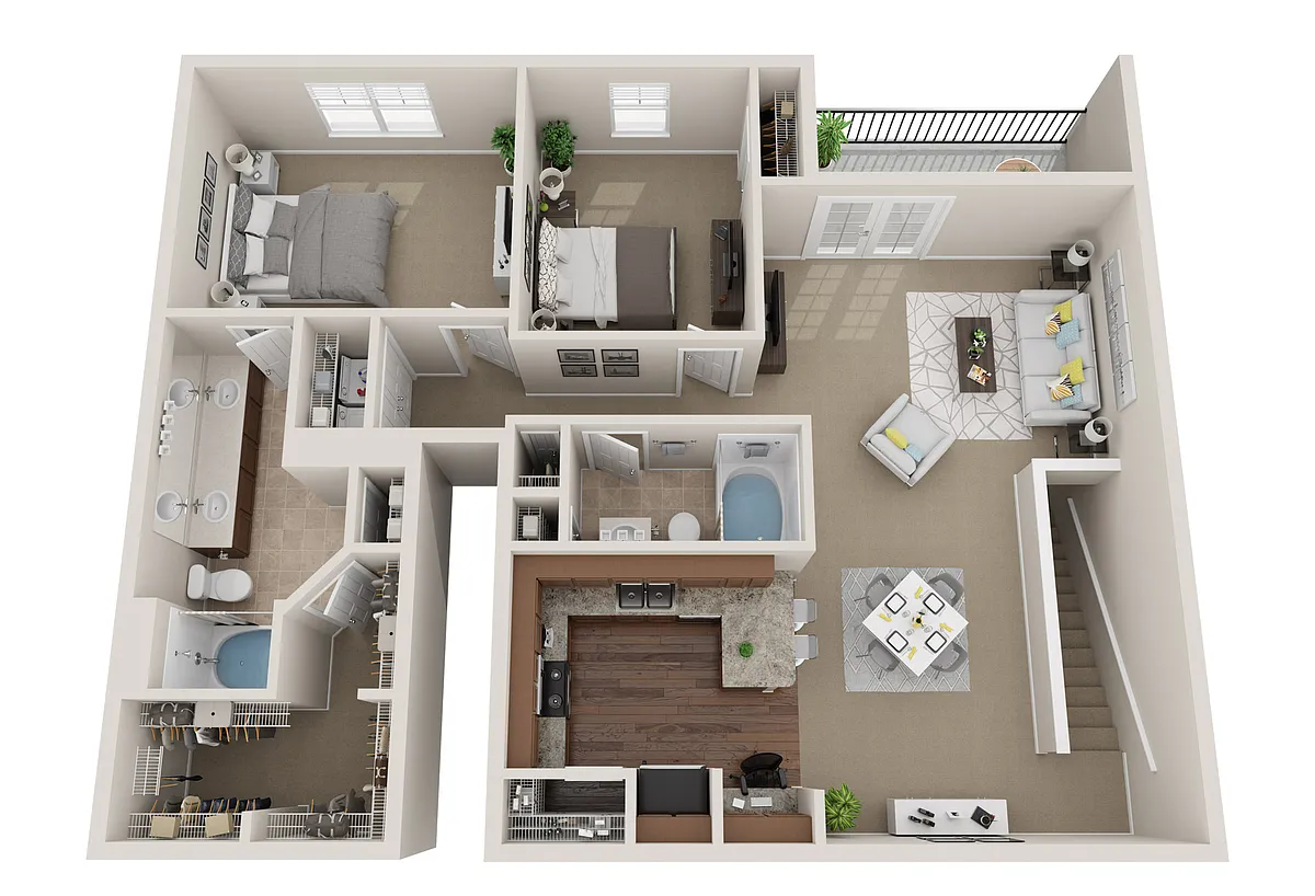 Floor plan 2BR 2BA (1528 SF)