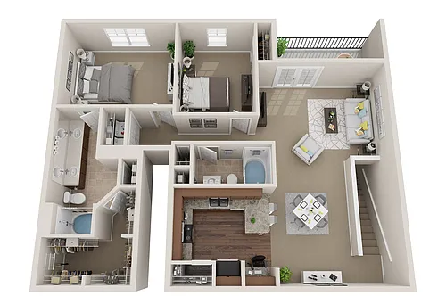 Floor plan 2BR 2BA (1528 SF)