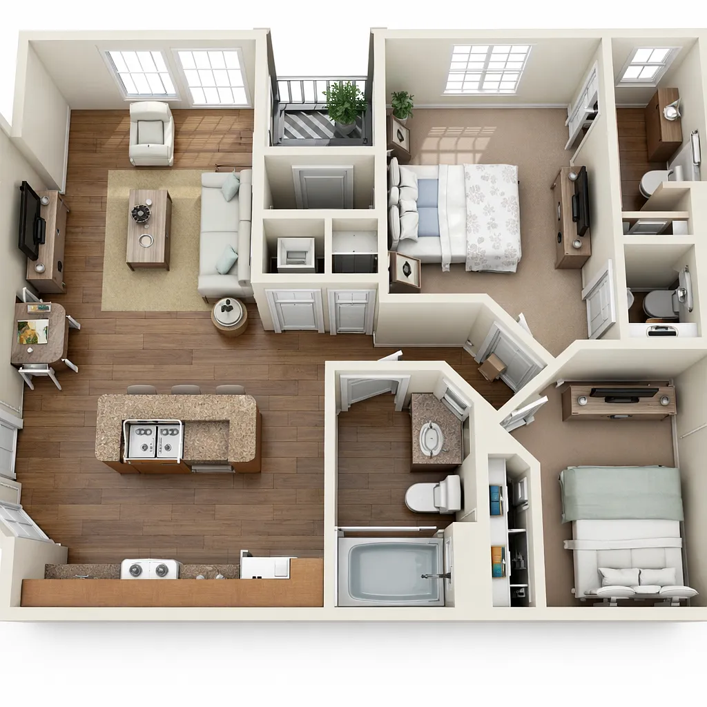 Floor plan 2 Bedroom 2 Bathroom