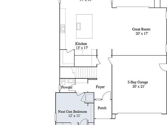 "Next Gen" space - dimensions. Most people are using the garage as a gym or home office.