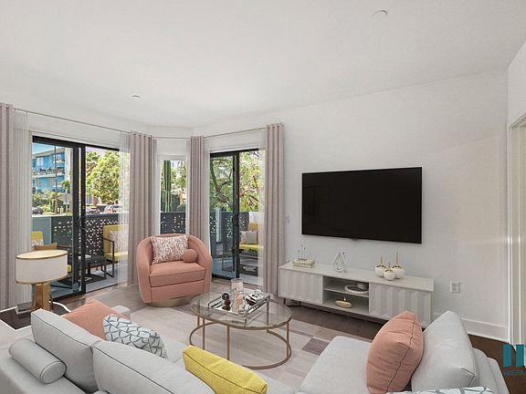 Living Room with Vinyl Flooring, Recessed Lighting , and Patio