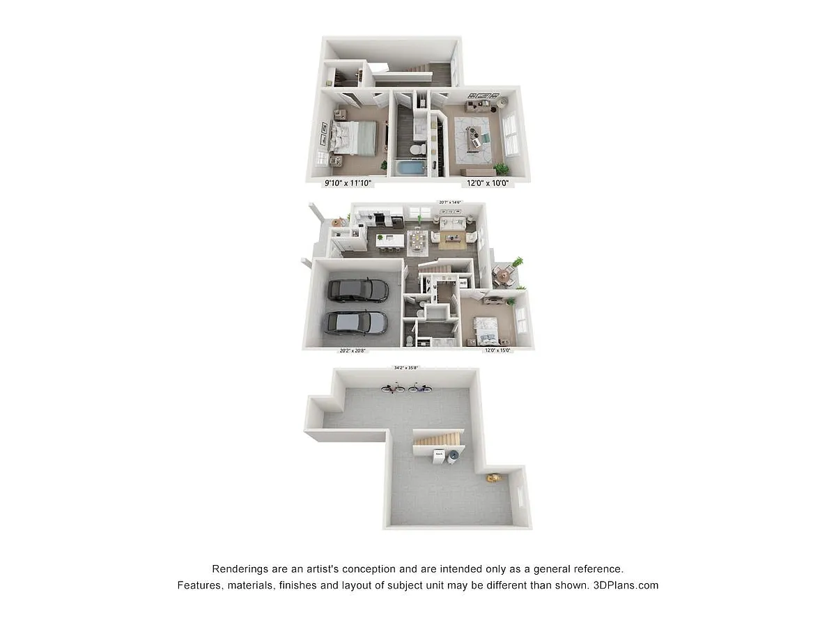 Floor plan 3 Bedroom with Basement