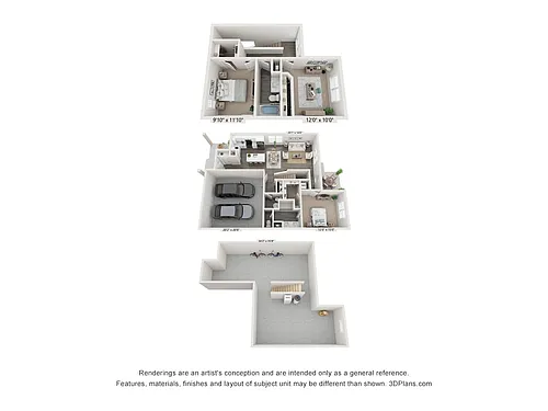 Floor plan 3 Bedroom with Basement